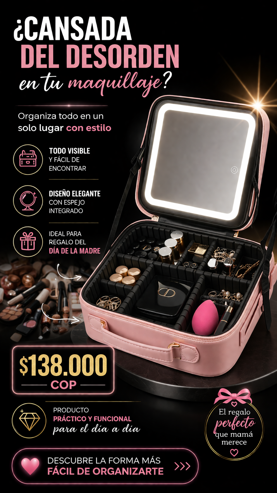 Organizador De Maquillaje Y Joyero Espej